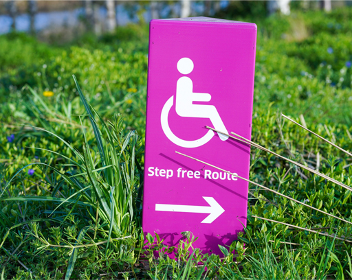 The sign for disability indicating a step free route