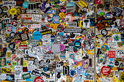 This is a photograph of a collection of stickers.
