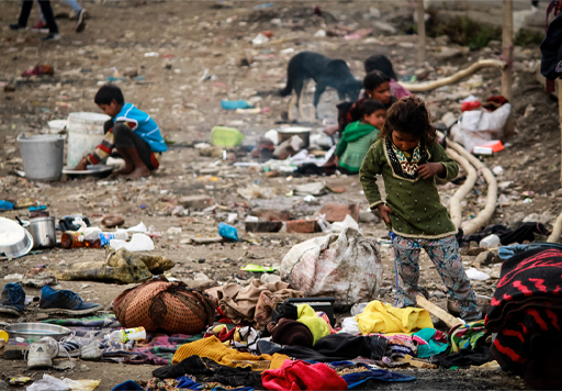 This is a photograph of children living on the streets.