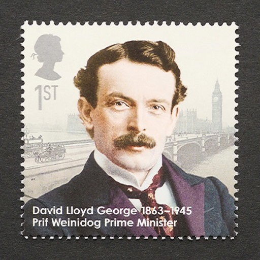 This is an image of David Lloyd George on a stamp.