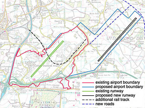 The proposed runway expansions in the Stansted region