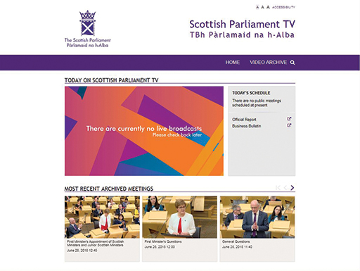 Scottish Parliament TV website
