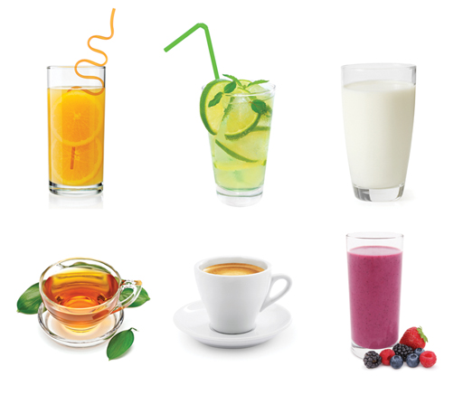 Images of six drinks.