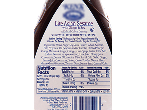 Image is of a nutrition label on a food product.