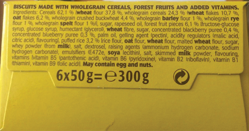 The back of some packaging listing the ingredients with the allergens in bold.