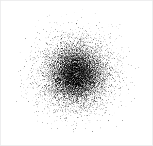 This image shows many black dots clustered together in a roughly spherical formation.
