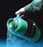 A photograph of liquid nitrogen being poured from a canister.
