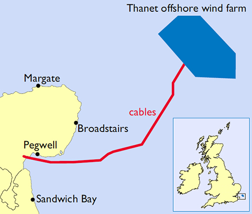 The Thanet offshore wind farm location
