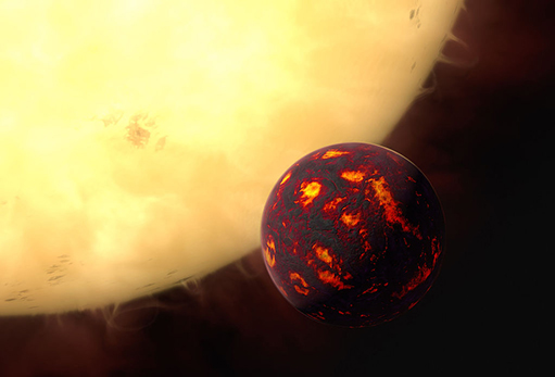 Artist’s impression of the likely lava planet 55 Cnc e.