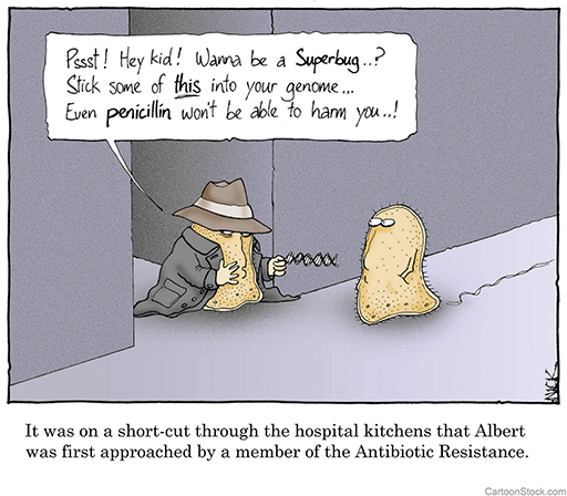 Antibiotic resistance cartoon.