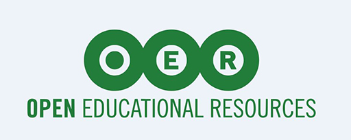 A logo for OER, the letters O, E and R inside thick green adjoined circles.