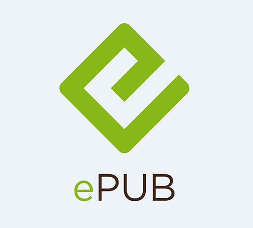 The internationally recognised logo for the EPUB format.