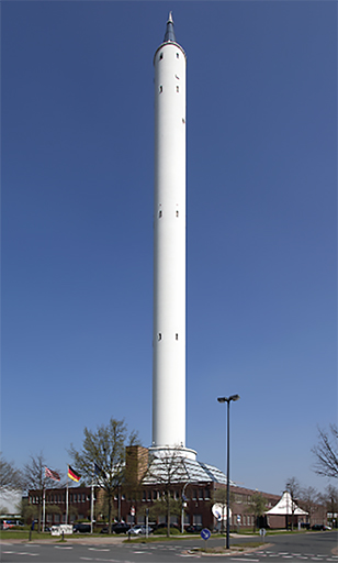 A coloured photograph of the Bremen drop tower.