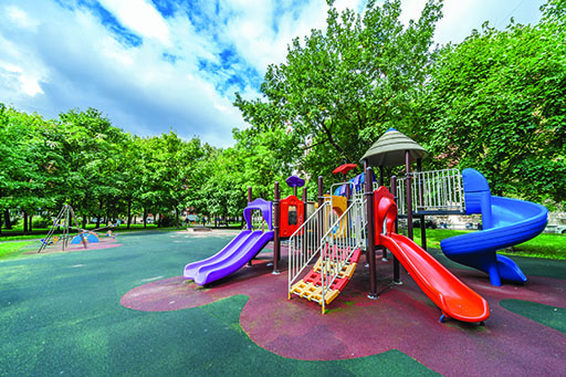 A photograph of some play equipment in a playground.