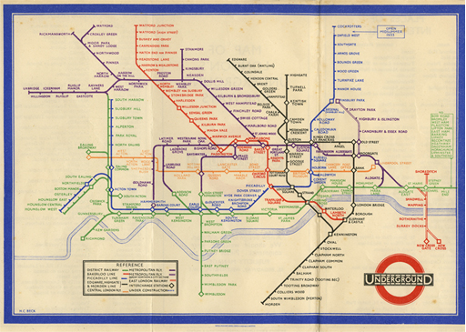 An image of a London Underground map from 1933.