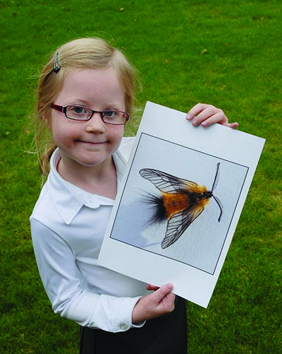 Little girl holding picture of moth