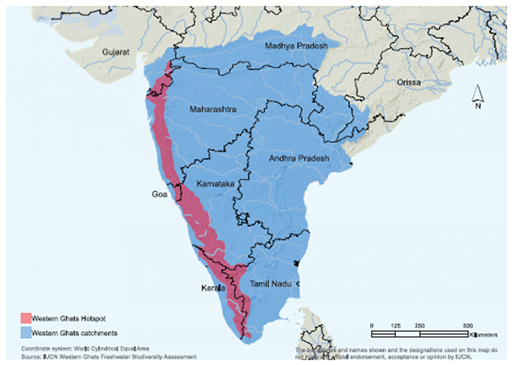 Map of the Western Ghats
