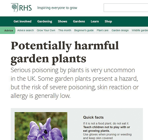Page of RHS website- Health impact of nettle stings 2