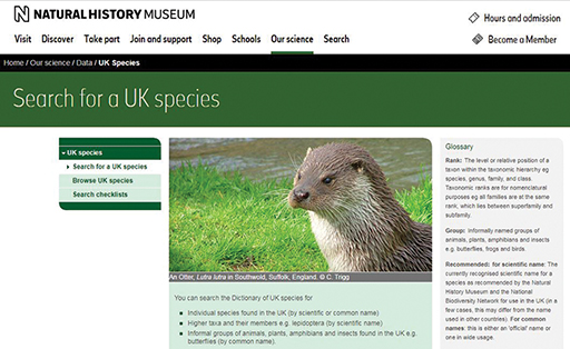 The Natural History Museum’s UK Species Inventory Dictionary.