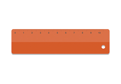 A ruler showing centimetres and tenths of centimetres