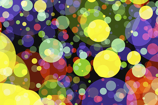 A multi-coloured image of many different sized circles.