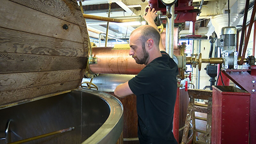 This is a photograph of someone carrying out the sparging process.