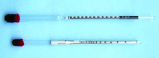 This is a photograph showing two hydrometers.