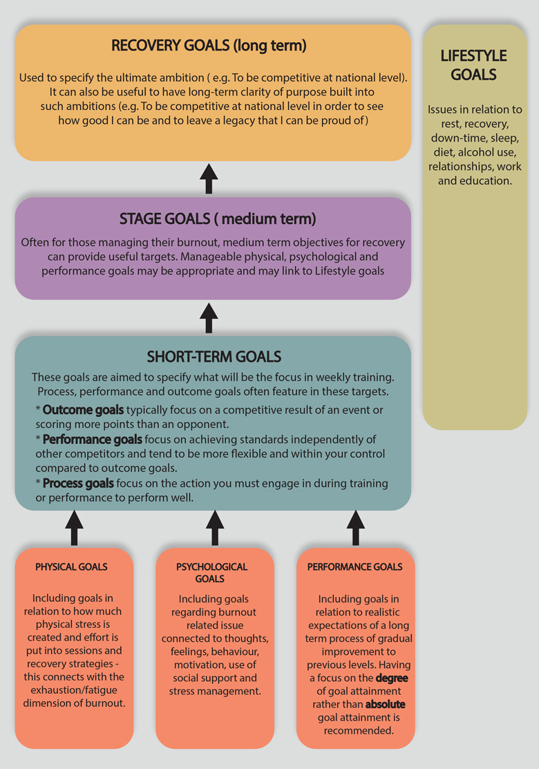 Seven categories of different types of goal for sport rehabilitation