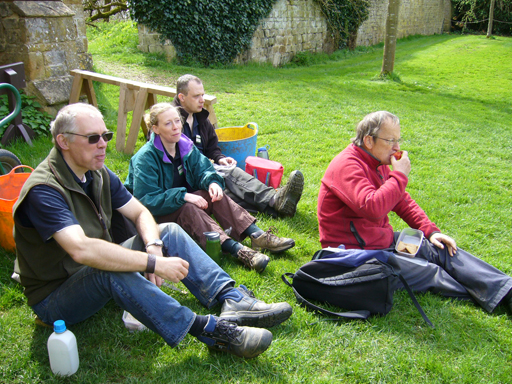 Volunteers taking a break