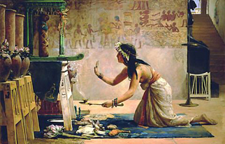 John Reinhard Weguelin, The Obsequies of an Egyptian Cat, 1886, oil on canvas, 84 x 128 cm.