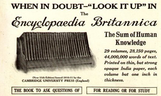 Advertisement for the 11th edition of the Britannica