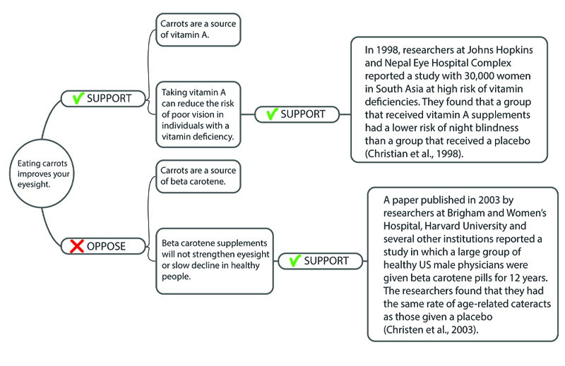An argument map about the claim that ‘Eating carrots improves your eyesight’