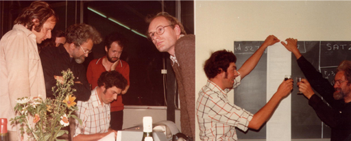 The Automath team using a computer to check the final proof of Landau’s mathematics textbook.