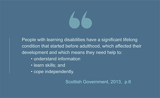 The image shows the Scottish defintion of a learning disability.