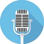 A cartoon drawing of a microphone.