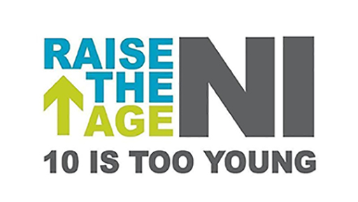 This is a graphic. The text reads: Raise the age. NI. 10 is too young.