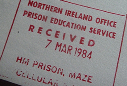 A stamp from a prison saying ‘Received 7 March 1984’.