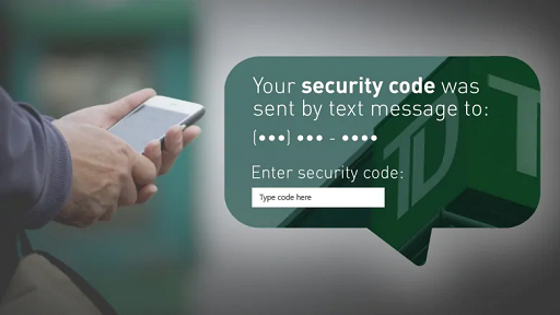 This figure shows a user receiving a text message from their bank, containing a security or authorisation code