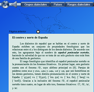 Screenshot from Dialectoteca del Español