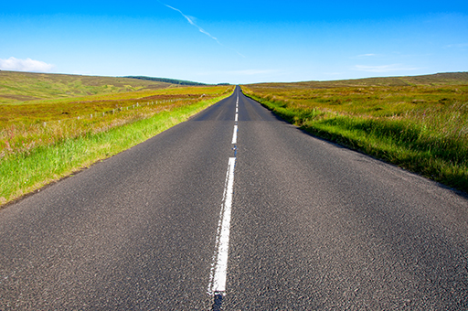 This is a photograph of an empty road.