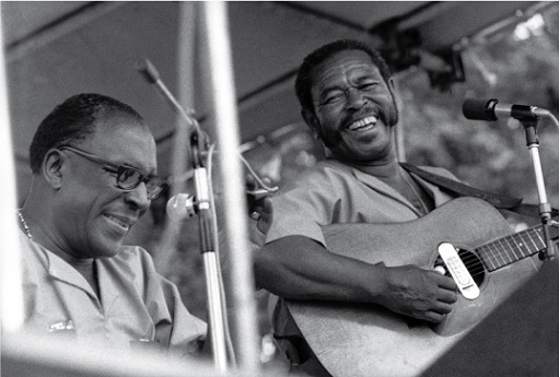This is a photograph of Sonny Terry and Brownie McGhee performing.