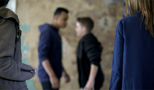 This is a photograph of children having an argument.