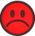 Image shows two emoji in a row, they are red and indicate a sad face