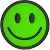 Image shows three emoji in a row, they are green and indicate a happy face