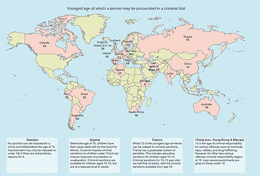 This is a map of the world showing the age of consent in different countries.