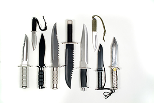 This is a photograph of a selection of knives.
