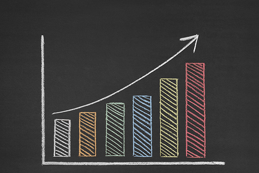 Sketch of a bar chart showing an upward trajectory.
