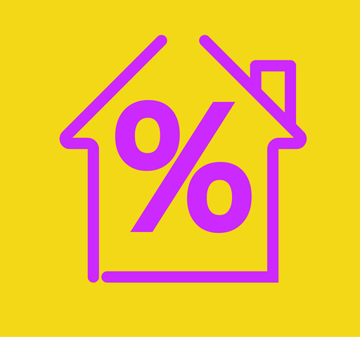 This is an outline sketch of a house with a percentage sign inside it.