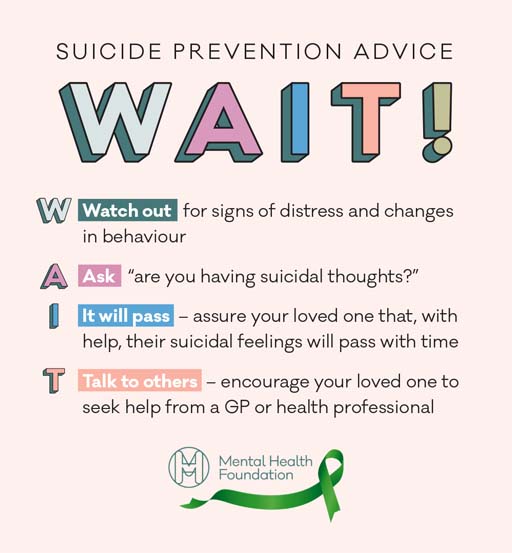 A graphic from the Mental Health Foundation about suicide prevention.