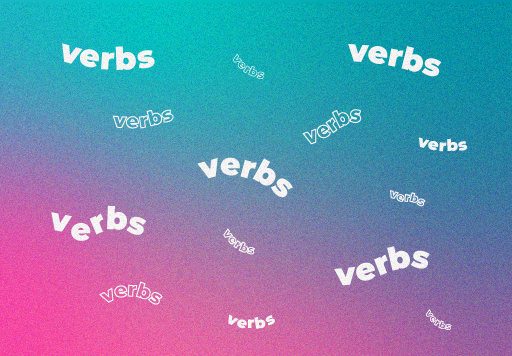 A colourful image with the word ‘verbs’ repeated.